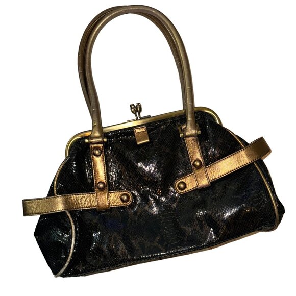 The Find Metallic Snakeskin Embossed Leather Handbag - Picture 5 of 10